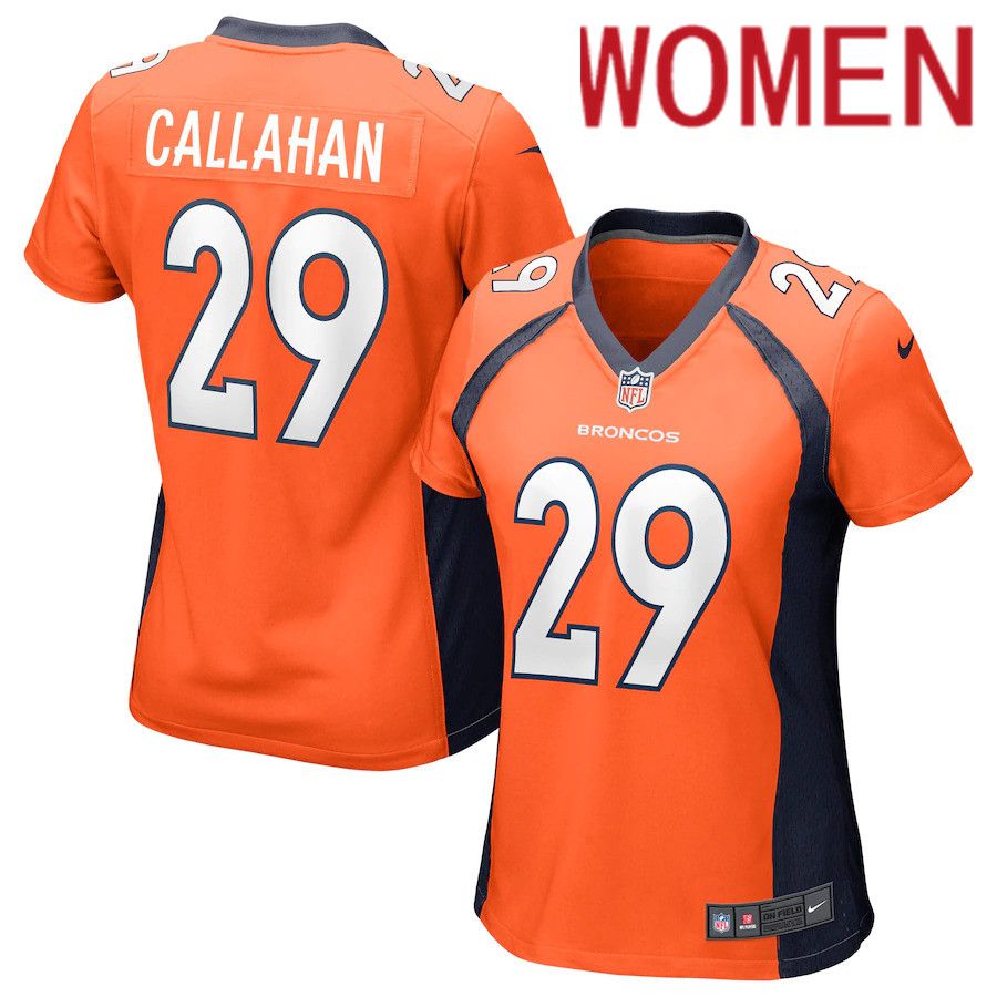 Women Denver Broncos 29 Bryce Callahan Nike Orange Game NFL Jersey